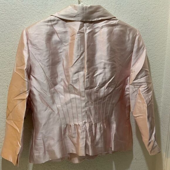 NWT Kay Unger New York Ivory Satin Blazer sz 12 Silk blend Bling Buttons - Picture 5 of 11